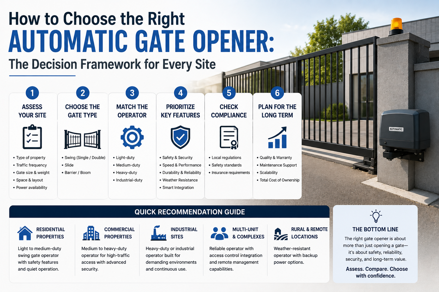 How to Choose the Right Automatic Gate Opener: The Decision Framework for Every Site